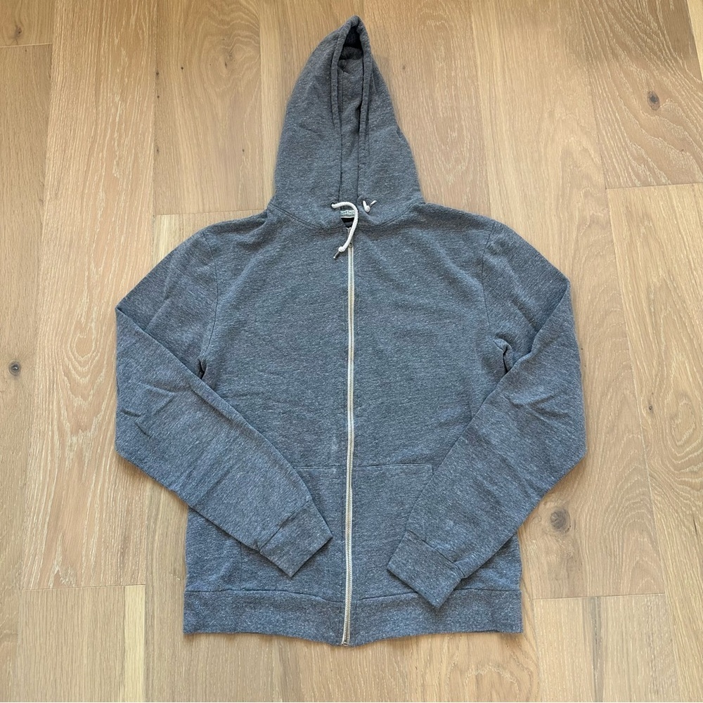 Mens Gray Full Zip Up Hoodie Sweatshirt Jacket Casual Mens Small Athleisure